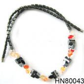 Rose Quartz Chip Stone Beads Hematite Beads Stone Chain Choker Fashion Women Necklace